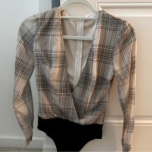 Showpo. Plaid long sleeve bodysuit top